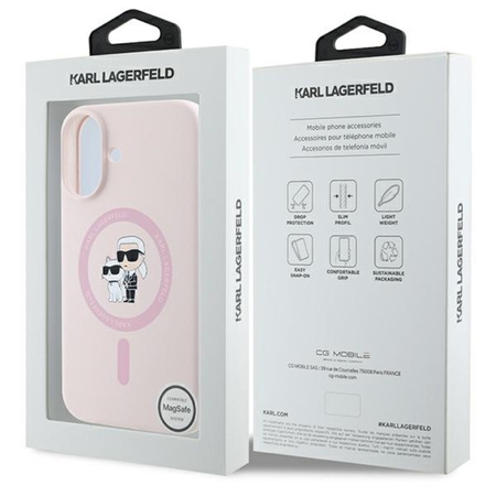 Karl Lagerfeld Silicone Karl & Choupette Ring MagSafe - Etui iPhone 16 (różowy) (KLHMP16SSCMKCRHP)
