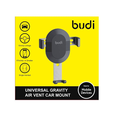 Budi - Uchwyt samochodowy grawitacyjny na kratkę, szerokość 57-83 mm (Czarny) (BD500C)