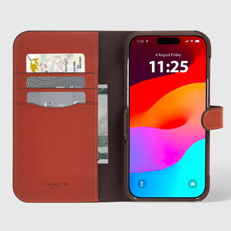 Coach Folio Signature C Case - Etui 2w1 z klapką iPhone 15 Pro (Tan) (CH052702)