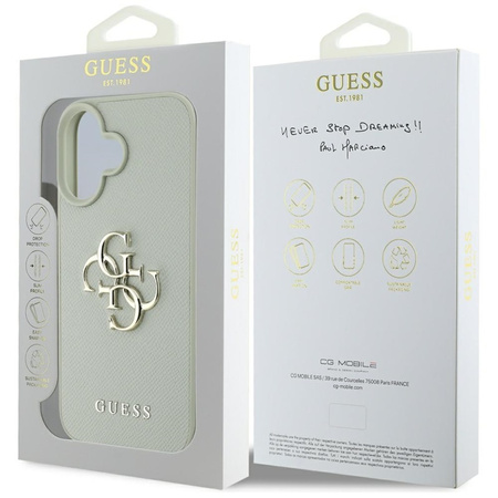 Guess Grained Big 4G Logo Small Classic Logo - Etui do iPhone 16 (zielony) (GUHCP16SPGT4MBN)