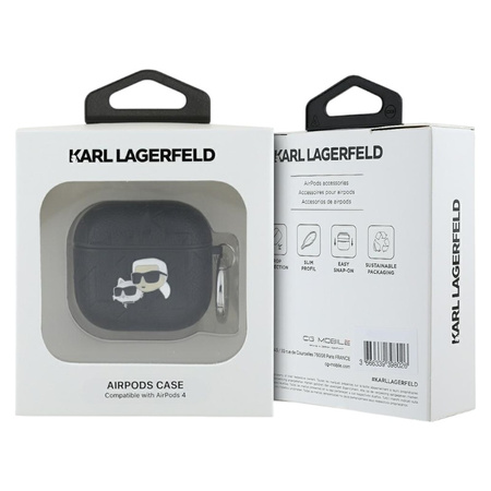 Karl Lagerfeld Monogram Karl & Choupette Head - Etui AirPods 4 (czarny) (KLA4PGKCPK)