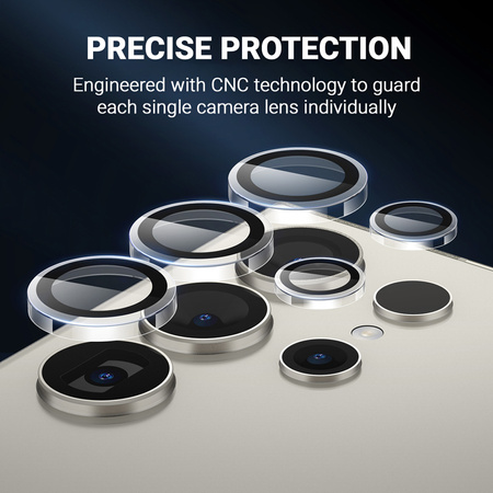 Crong Lens Ring - Szkło hartowane na obiektyw aparatu Samsung Galaxy S24 Ultra (przezroczysty) (CRG-LRSGS24U-CLR)