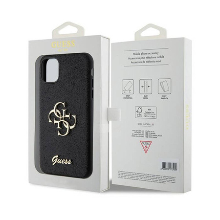Guess Glitter Script Big 4G - Etui iPhone 11 (czarny) (GUHCN61HG4SGK)