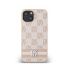 DKNY Leather Checkered Mono Pattern & Printed Stripes - Etui iPhone 15 / 14 / 13 (różowy) (DKHCP15SPCPTSSP)