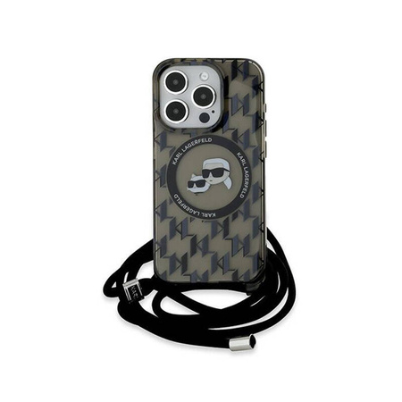Karl Lagerfeld IML Crossbody Monogram Karl & Choupette Head MagSafe - Etui iPhone 15 Pro Max (czarny) (KLHMP15XHCKCKLCK)