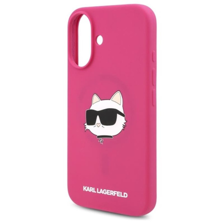 Karl Lagerfeld Silicone Choupette Head Print MagSafe - Etui iPhone 16 (fuksja) (KLHMP16SSCHPPLF)