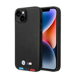 BMW Leather Hot Stamp Tricolor MagSafe – Etui iPhone 14 (Czarny) (BMHMP14S22PTDK)