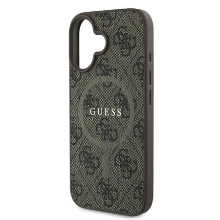 Guess 4G Ring Classic Logo MagSafe - Etui iPhone 16 Plus (brązowy) (GUHMP16MG4GFRW)