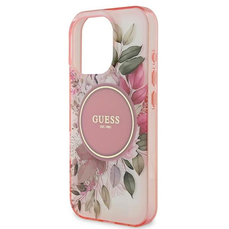 Guess IML Flower & Tonal Circle MagSafe - Etui iPhone 16 Pro Max (różowy) (GUHMP16XHFWBDCEP)
