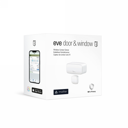Eve Door & Window Matter - inteligentny czujnik otwierania drzwi i okien (kompatybilność: Apple Home, Samsung SmartThings, Alexa, Google Home, Home Assistant) (10EBN9951)