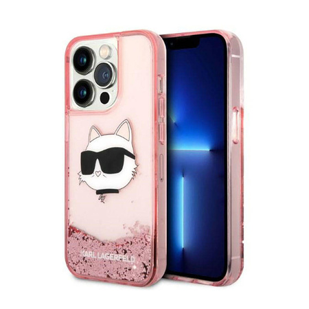 Karl Lagerfeld Liquid Glitter NFT Choupette Head - Etui iPhone 14 Pro Max (różowy) (KLHCP14XLNCHCP)