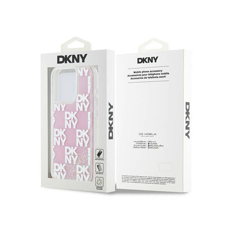 DKNY Liquid Glitter Multilogo - Etui iPhone 15 Pro (różowy) (DKHCP15LLCPEPP)