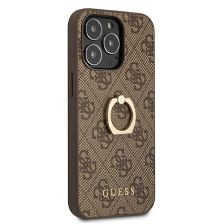 Guess 4G Ring Case - Etui iPhone 13 Pro (brązowy) (GUHCP13L4GMRBR)