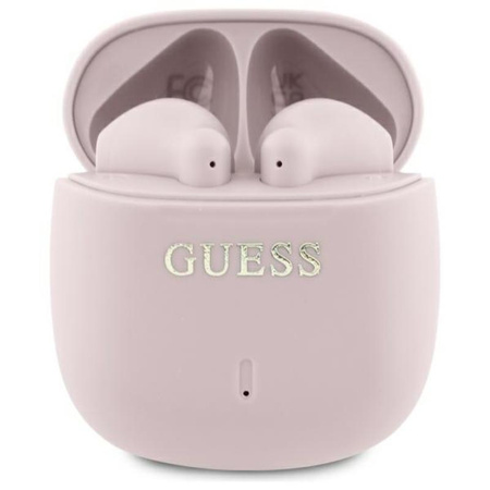 Guess Printed Classic Logo - Słuchawki Bluetooth TWS + etui ładujące (różowy) (GUTWSJ14ESGP)