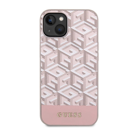 Guess GCube Stripes MagSafe - Etui iPhone 14 (Różowy) (GUHMP14SHGCFSEP)