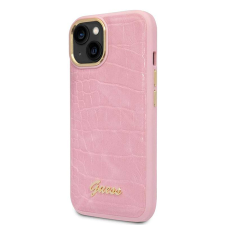 Guess Croco Collection - Etui iPhone 14 Plus (różowy) (GUHCP14MHGCRHP)