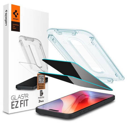 Spigen GLAS.TR EZ FIT Privacy 2-Pack - Szkło hartowane z filtrem prywatyzującym do iPhone 16 Pro Max 2 szt (AGL07908)