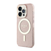 Guess Glitter Gold MagSafe - Etui iPhone 14 Pro Max (Różowy) (GUHMP14XHCMCGP)