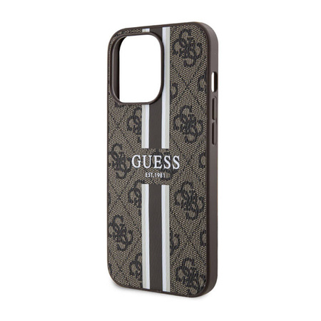 Guess 4G Printed Stripes MagSafe - Etui iPhone 13 Pro Max (Brązowy) (GUHMP13XP4RPSW)
