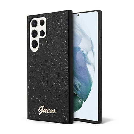 Guess Glitter Flakes Metal Logo Case - Etui Samsung Galaxy S24 Ultra (czarny) (GUHCS24LHGGSHK)