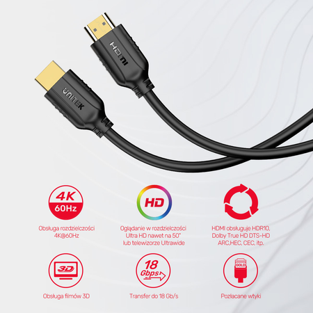 Unitek Kabel HDMI 2.0 4K 60Hz 1,5m - czarny (C11079BK-1.5M)