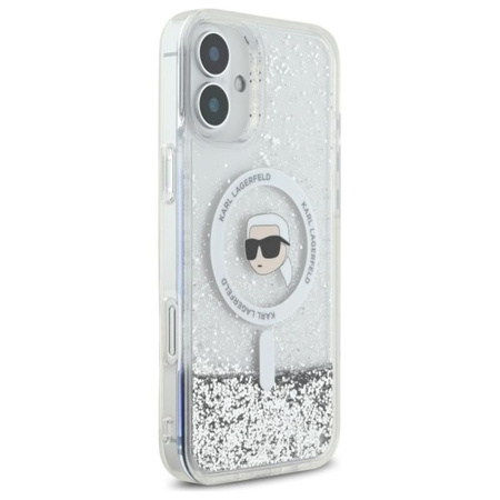 Karl Lagerfeld Liquid Glitter Karl Head MagSafe - Etui iPhone 16 (przezroczysty) (KLHMP16SLGKISGH)