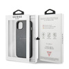 Guess Saffiano Metal Logo Stripes - Etui iPhone 13 mini (szary) (GUHCP13SPSASBGR)