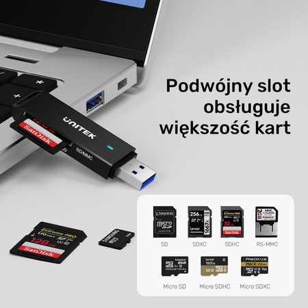 Unitek Czytnik kart SD i microSD USB-A (Y-9327A)