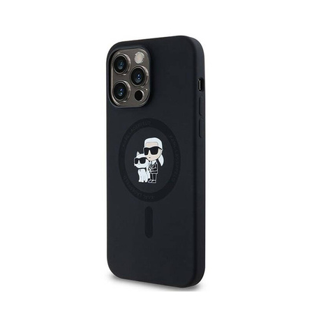 Karl Lagerfeld Silicone Karl & Choupette MagSafe - Etui iPhone 14 Pro (czarny) (KLHMP14LSCMKCRHK)