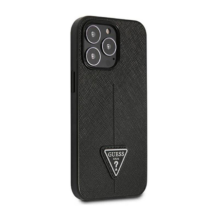 Guess Saffiano Triangle Logo Case – Etui iPhone 14 Pro (czarny) (GUHCP14LPSATLK)
