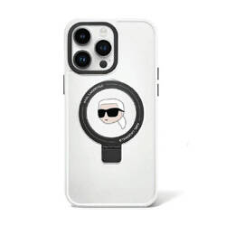 Karl Lagerfeld Ring Stand Karl Head MagSafe - Etui iPhone 15 Pro Max (biały) (KLHMP15XHMRSKHH)