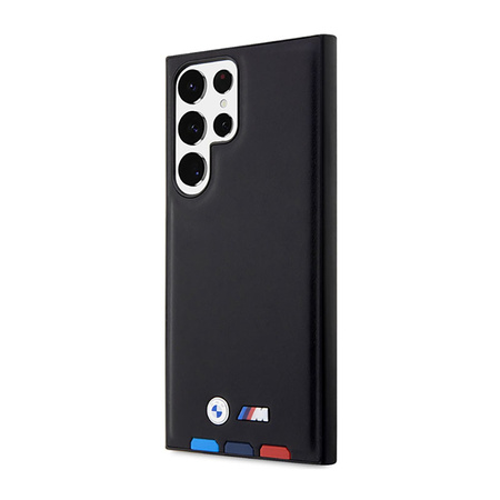 BMW Leather Hot Stamp Tricolor - Etui Samsung Galaxy S23 Ultra (czarny) (BMHCS23L22PTDK)