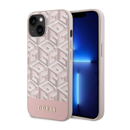Guess GCube Stripes MagSafe - Etui iPhone 14 (Różowy) (GUHMP14SHGCFSEP)