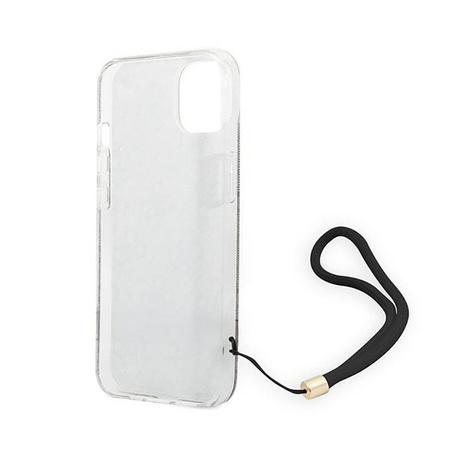 Guess 4G Print Cord - Etui ze smyczką iPhone 14 Plus (brązowy) (GUOHCP14MH4STW)