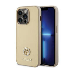 Guess 4G Strass Metal Logo - Etui iPhone 15 Pro Max (złoty) (GUHCP15XPS4DGPD)