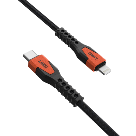 UAG Rugged Cable - kabel USB-C - lightning 30W, 1,5 m (black/orange) (9B4414114097)