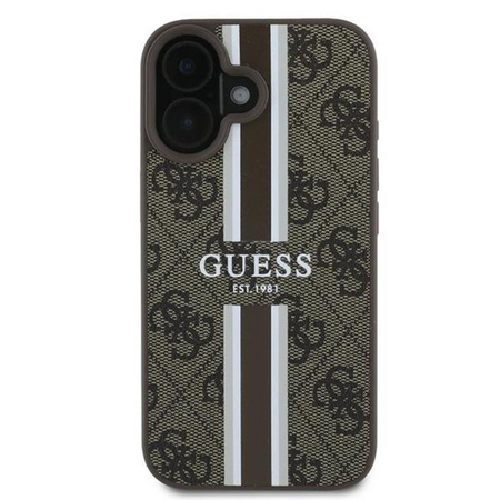 Guess 4G Printed Stripes MagSafe - Etui iPhone 16 Plus (brązowy) (GUHMP16MP4RPSW)