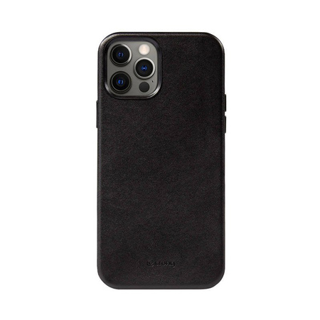 Crong Essential Cover Magnetic - Etui ze skóry iPhone 12 Pro Max MagSafe (czarny) (CRG-ESSM-IP1267-BLK)