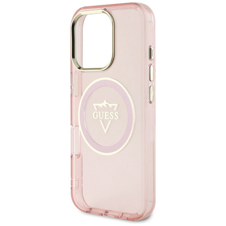 Guess IML Metal Mountain Logo MagSafe - Etui do iPhone 16 Pro Max (różowy) (GUHMP16XHFGTMSLSP)