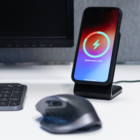 Crong MagSpot Pivot Stand - Ładowarka bezprzewodowa 3w1 z MagSafe do iPhone, Apple Watch i AirPods (czarny) (CRG-MSPS-BLK)