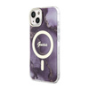 Guess Golden Marble MagSafe - Etui iPhone 14 (Purpurowy) (GUHMP14SHTMRSU)