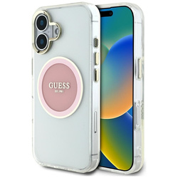 Guess IML Metal Colored Circle Classic Logo MagSafe - Etui do iPhone 16 (różowy) (GUHMP16SHTDRCEDP)