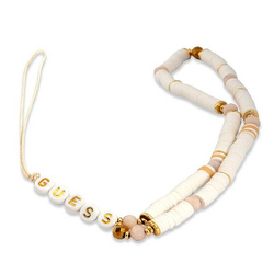 Guess Phone Strap Beads Heishi - Zawieszka do telefonu 25 cm (White) (GUSTPEARW)