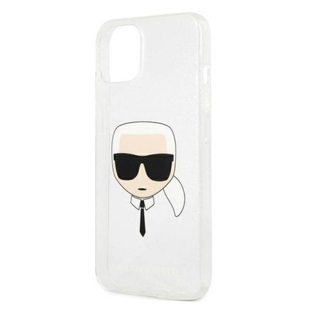 Karl Lagerfeld Karl's Head Glitter - Etui iPhone 13 mini (srebrny) (KLHCP13SKHTUGLS)