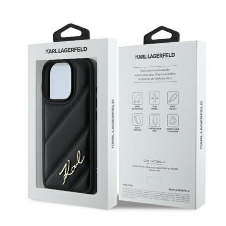 Karl Lagerfeld Quilted Signature - Etui iPhone 16 Pro Max (czarny) (KLHCP16XPQDSMGK)