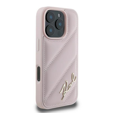 Karl Lagerfeld Quilted Signature - Etui iPhone 16 Pro Max (różowy) (KLHCP16XPQDSMGP)