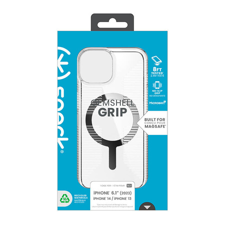 Speck Gemshell Grip + MagSafe - Etui do iPhone 16e / iPhone 15 / iPhone 14 / iPhone 13 (Clear / Chrome Finish) (150494-3223)