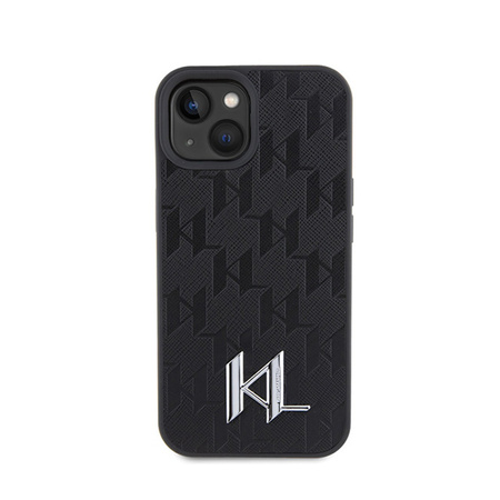 Karl Lagerfeld Leather Monogram Hot Stamp Metal Logo - Etui iPhone 15 (czarny) (KLHCP15SPKLPKLK)