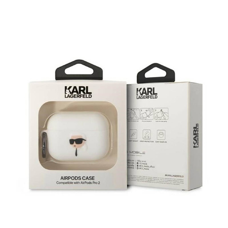 Karl Lagerfeld Silicone NFT Karl Head 3D - Etui AirPods Pro 2 (biały) (KLAP2RUNIKH)