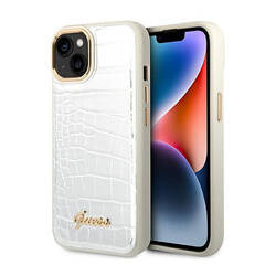 Guess Croco Collection – Etui iPhone 14 Plus (srebrny) (GUHCP14MHGCRHS)